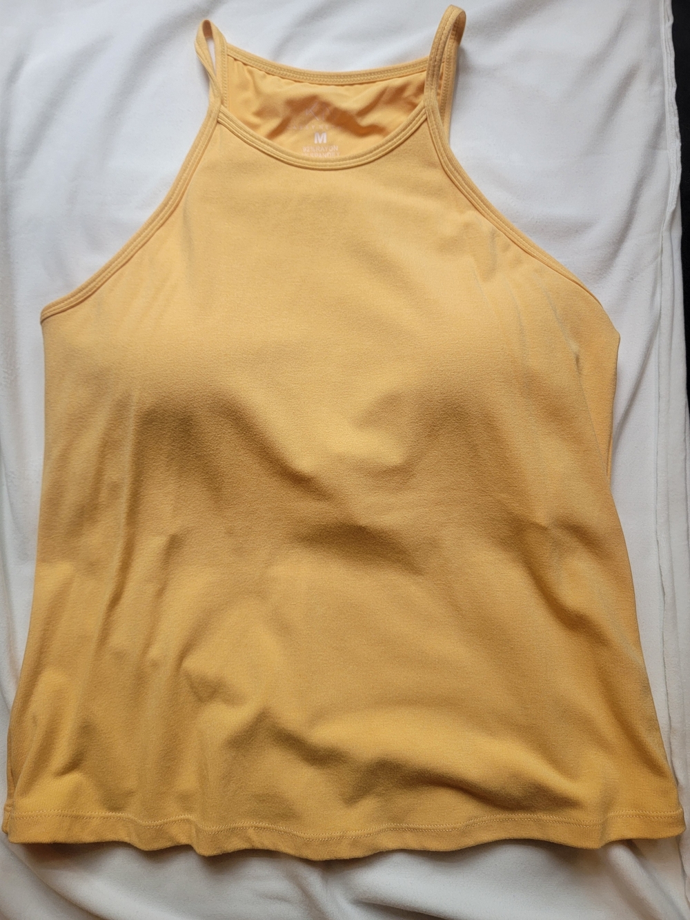 Klassy Network Mustard High-Neck Tank Top